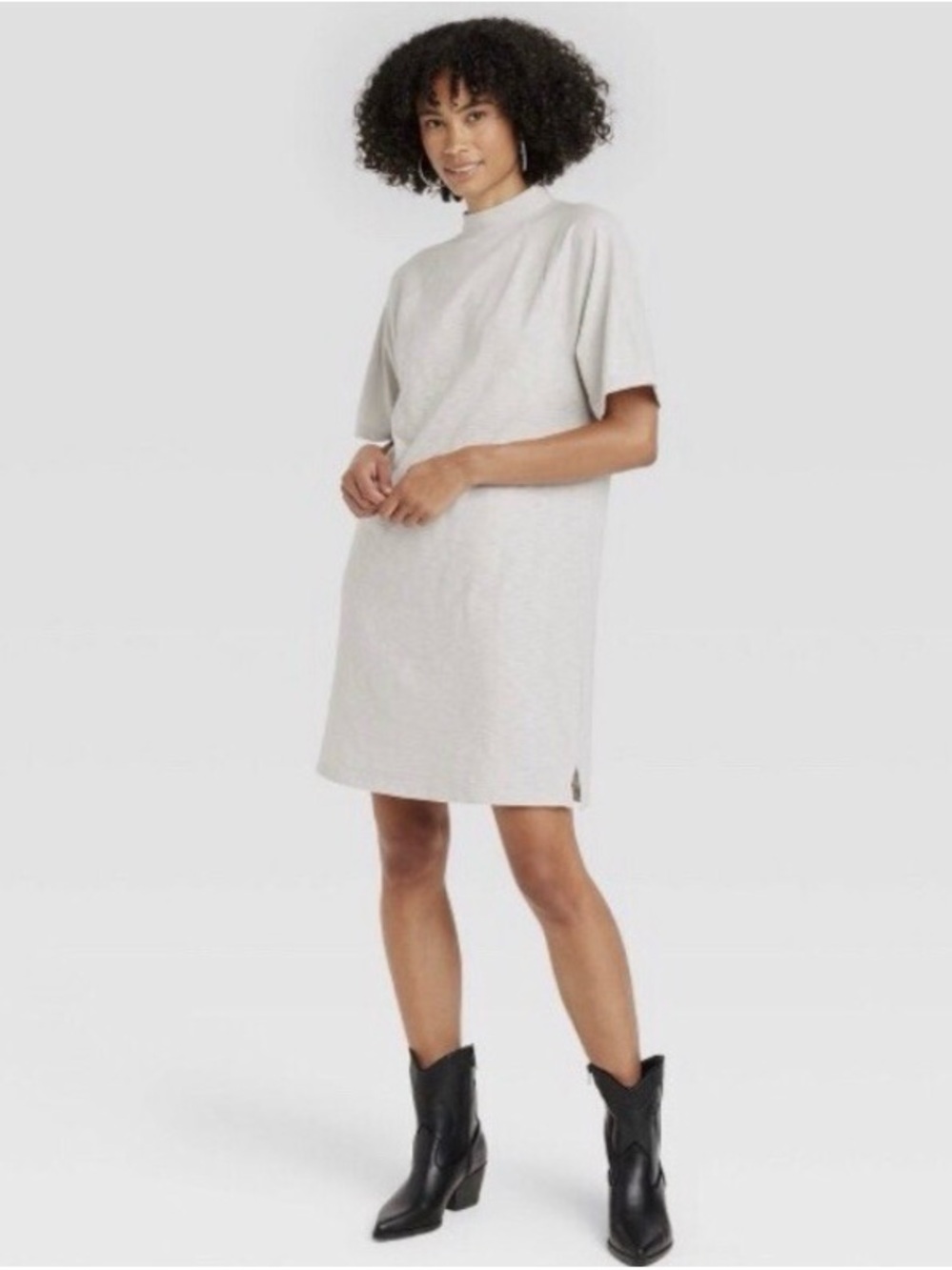 Universal Thread Gray Elbow Knit Short Sleeve T-Shirt Dress Size S 100% Cotton